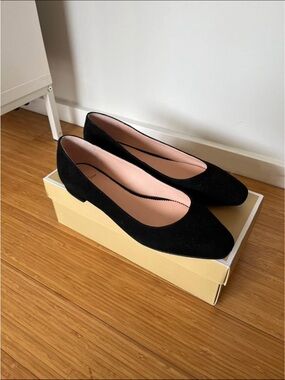 New JCrew Classic Black Suede Women's Pointed round toe Ballet Flats 9